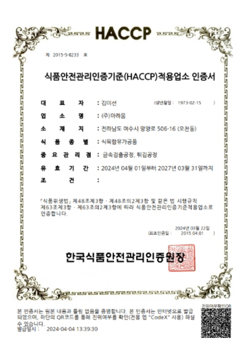 HACCP 식육함유가공품